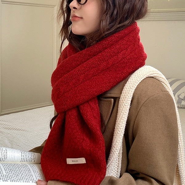 【Plaisir】3カラー展開 リブ編みニット マフラー mry001497