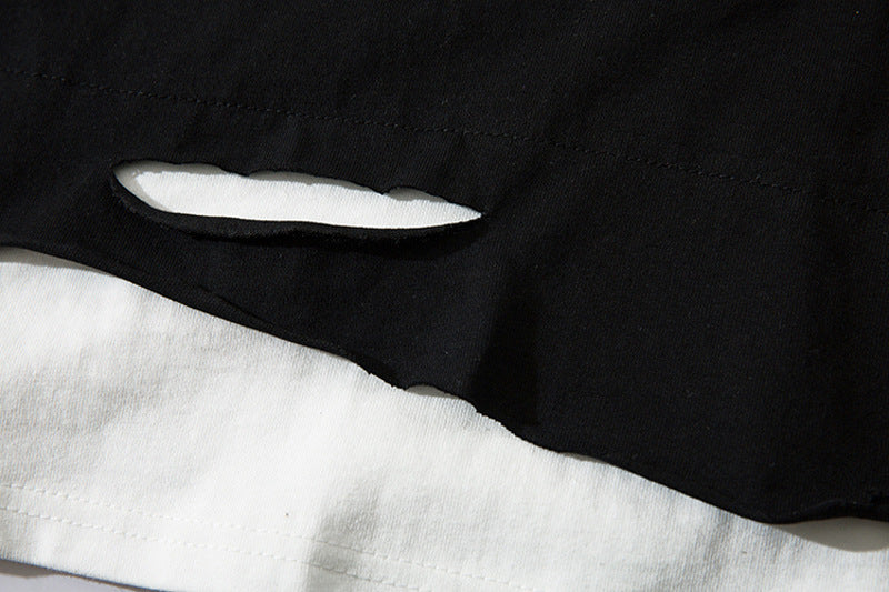 【2color】Layered Hem Grunge T-Shirt mry001648