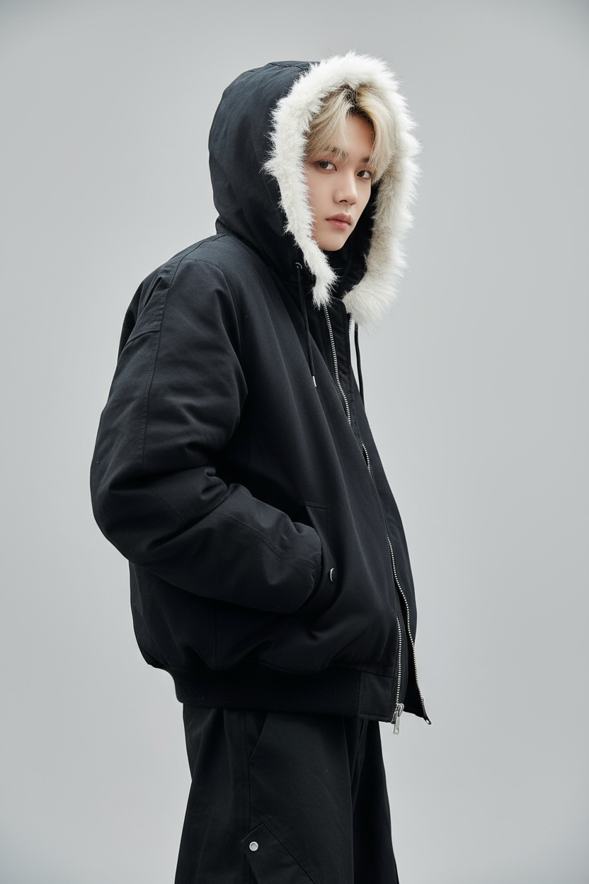 『※限定価格/SNS大人気アウター⚡️』【2color】 Unisex Edge Line Boa Jacket mry001614 Warm Fur Trim Zip Jacket mry001794