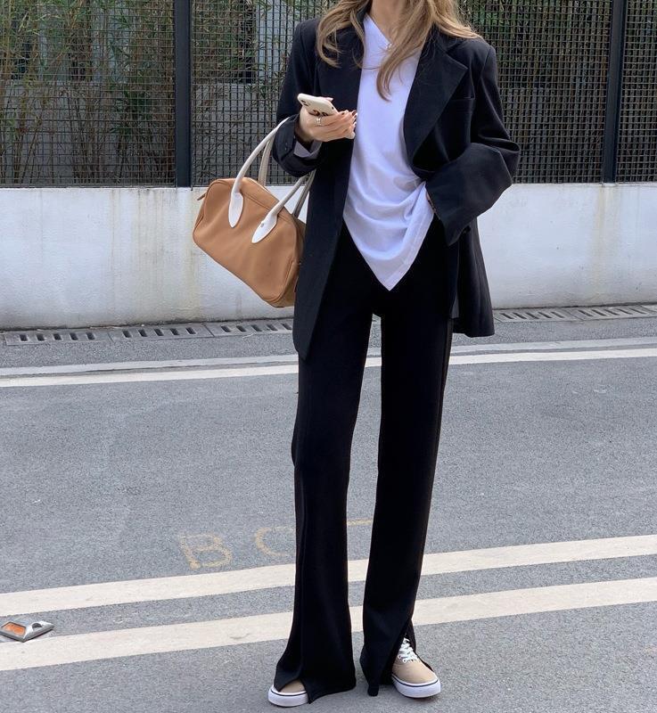 ブラック スリットパンツ mry000284