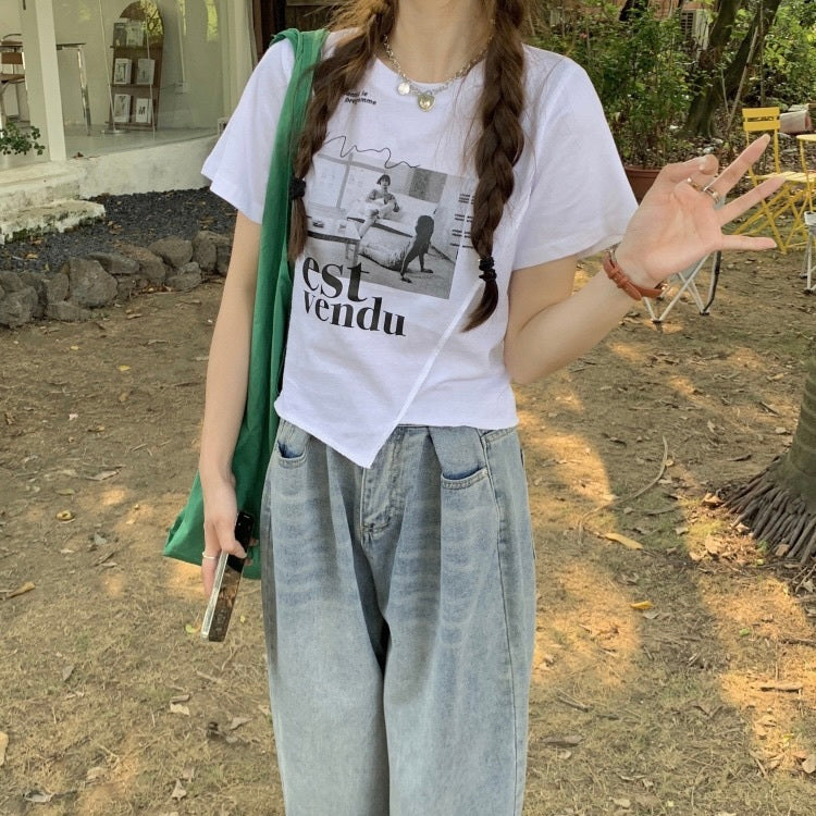 変形トップス 半袖 Tシャツ mry000015