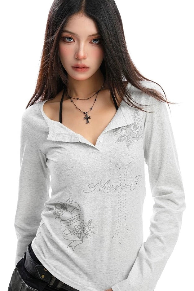 Rose Graphic Long Sleeve Top mry002300