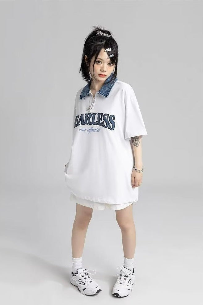 【2color】Denim Accent Oversized T-Shirt mry001704
