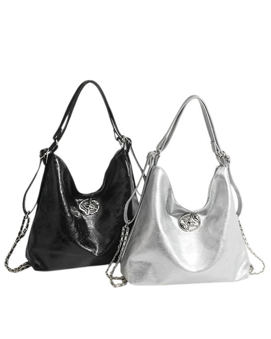 【数量限定 / 2color】Lustrous Chain-Detail Shoulder Bag mry001665