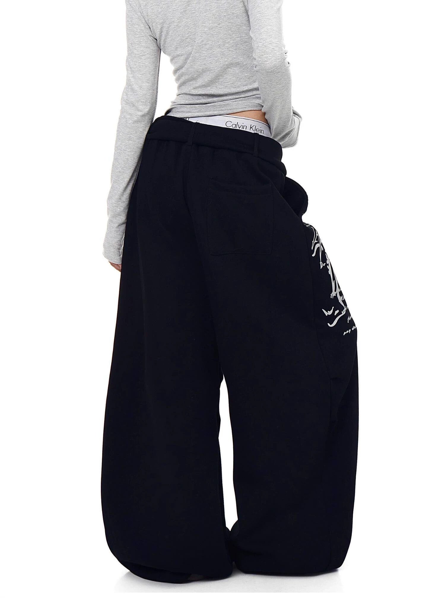 Cross Wrap Wide Sweat Pants mry002146