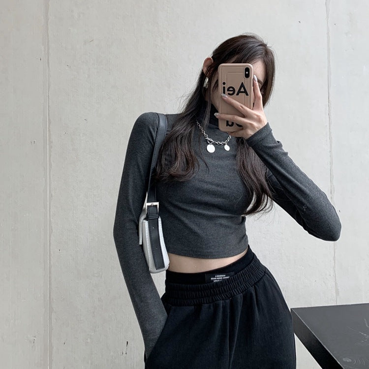 3カラー展開 タートルネック ショートトップ 韓国カジュアル 韓国モード mry000972