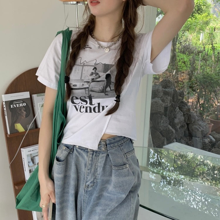 変形トップス 半袖 Tシャツ mry000015