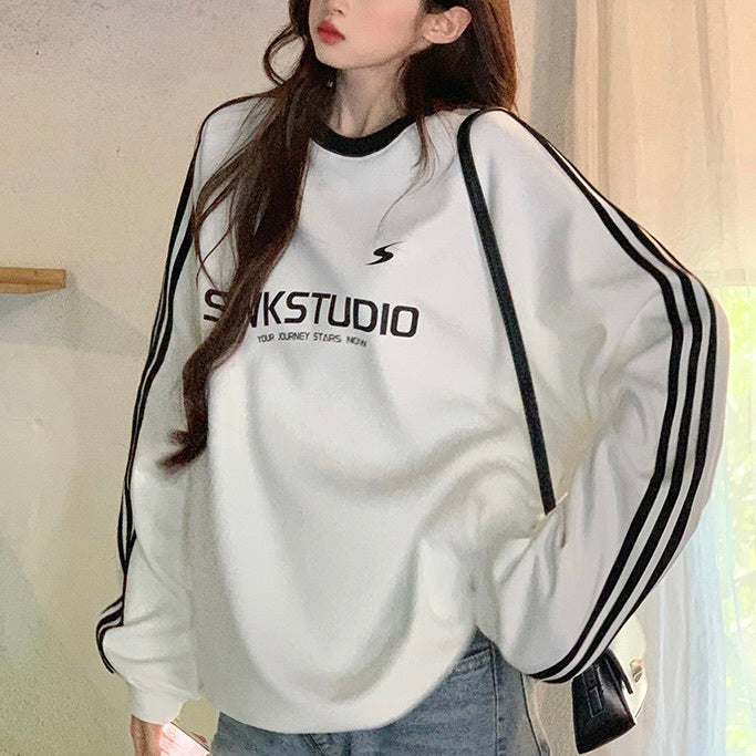 3カラー展開 ヨーロッパ 韓国カジュアル 韓国ストリート ロゴ付きスウェットシャツ mry001065