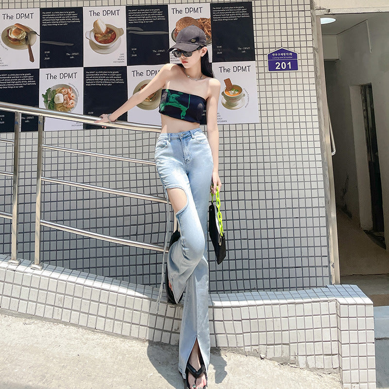 穴あき スリット美脚ジーンズ mry000390