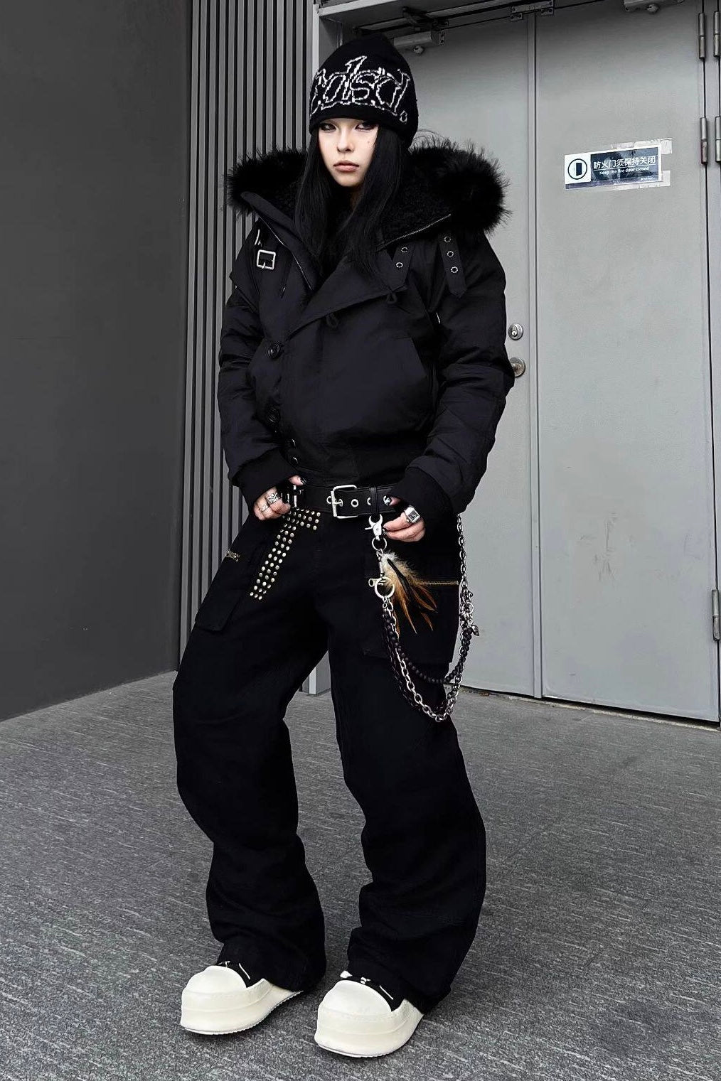 Fur Trim Hooded Puffer Jacket mry002197