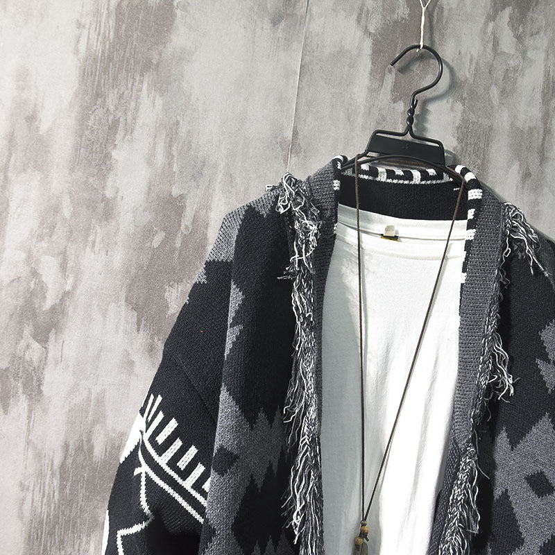 幾何学柄 セータージャケット mry000369