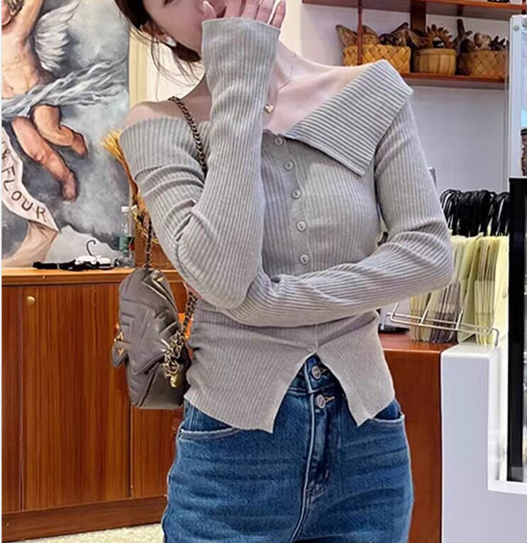 5カラー展開 韓国カジュアル 韓国デザイン 韓国ストリート タイトフィット リブニット カーディガン mry001171