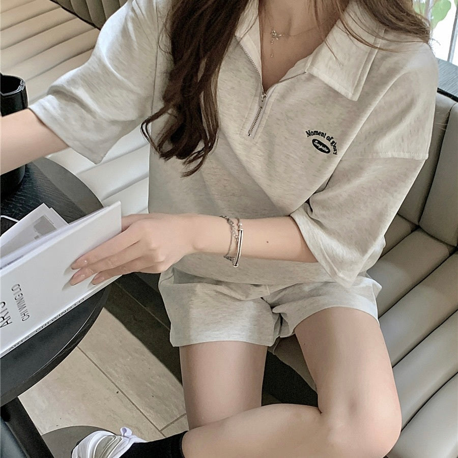 カジュアル ゆったり ハーフジッパー スウェット セット mry000071