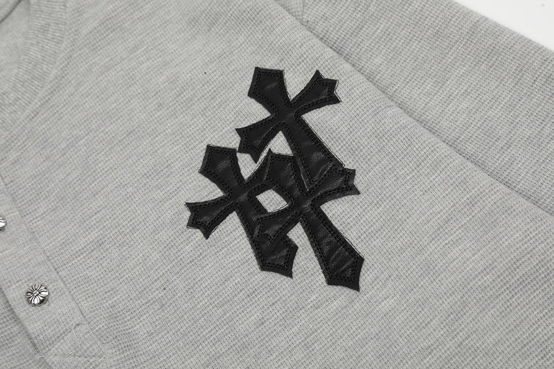 【2color】Grunge Cross Embroidered Long T-shirt mry001646