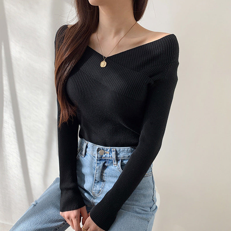 オフショルダー リブニット トップス mry000217