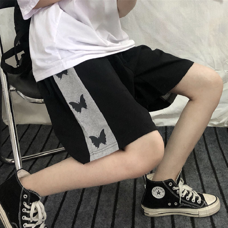 【送料無料】2023SS レトロ ステッチ バタフライ サマー ハーフパンツ 韓国ストリート トレンド mry000713