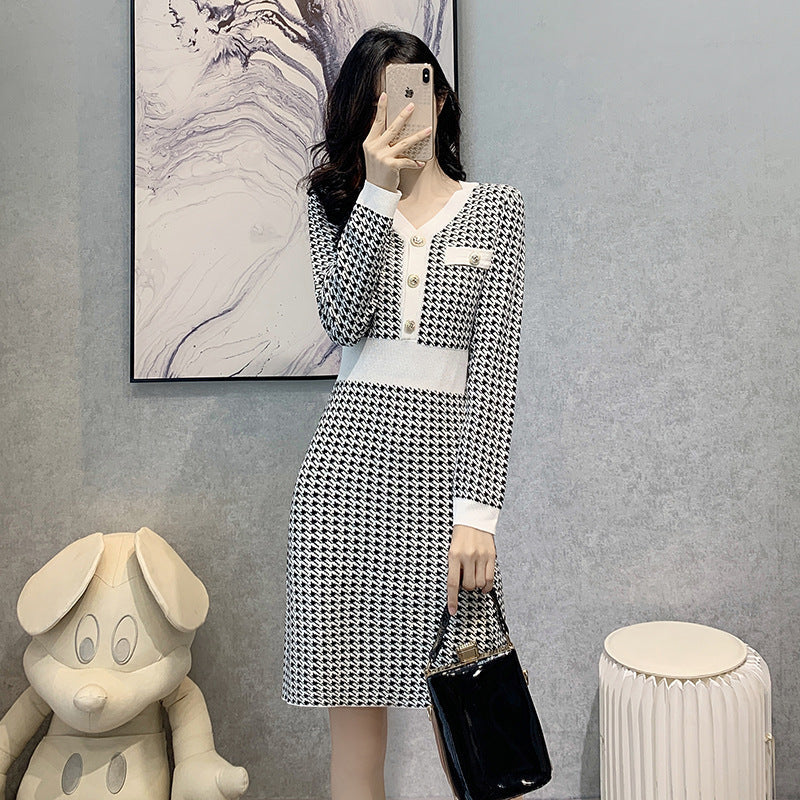 千鳥柄 エレガント ワンピース mry000164