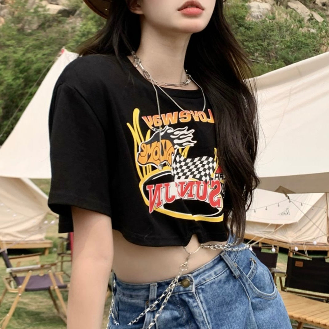 2023SS アメリカン レトロ オールマッチ 半袖 Tシャツ 韓国ストリート 韓国カジュアル mry000703