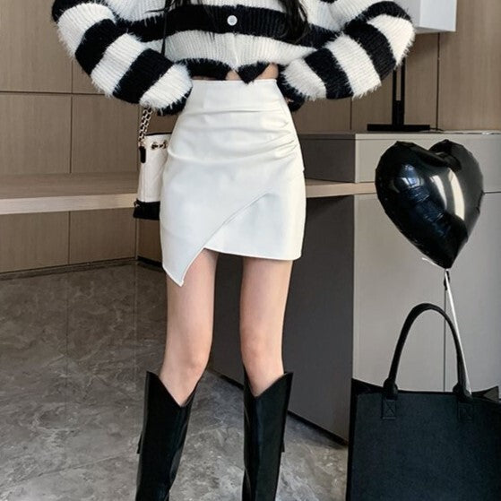 【送料無料】レザースカート 3カラー ホットガール 韓国ガーリー 韓国カジュアル mry000523