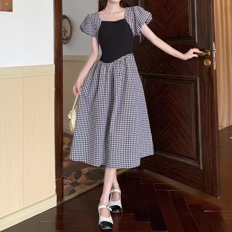 フレンチレトロ スクエアネック パフスリーブ ワンピース mry000032