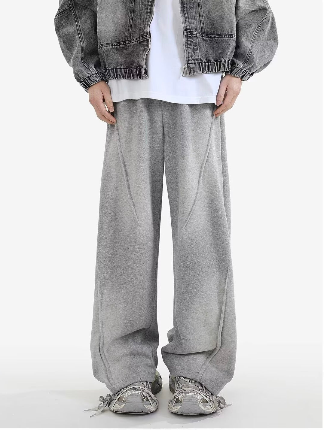 『話題の被らないスウェット🌏💥』【YURU:FIT】2color Curved Heavyweight Sweatpants mry001726