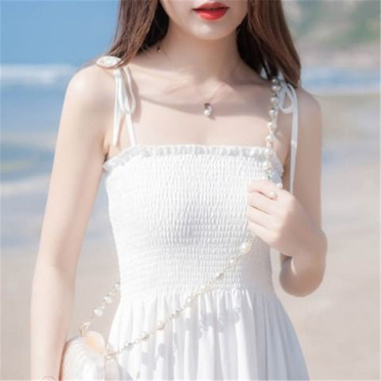 肩リボン フリル ロングワンピース mry000232