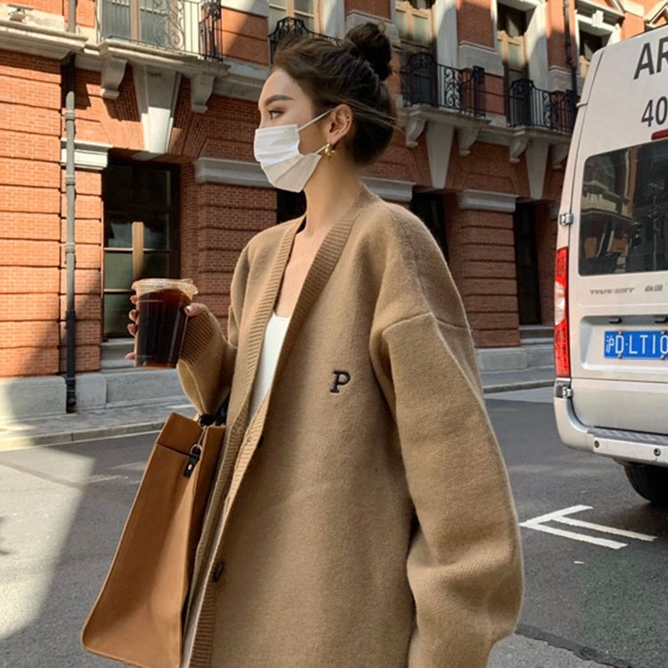 ミドル丈 ニットカーディガン mry000343