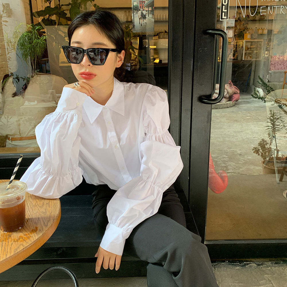 【送料無料】ホワイト フレンチ ガーリー フリフリ デザイン シャツ mry000634