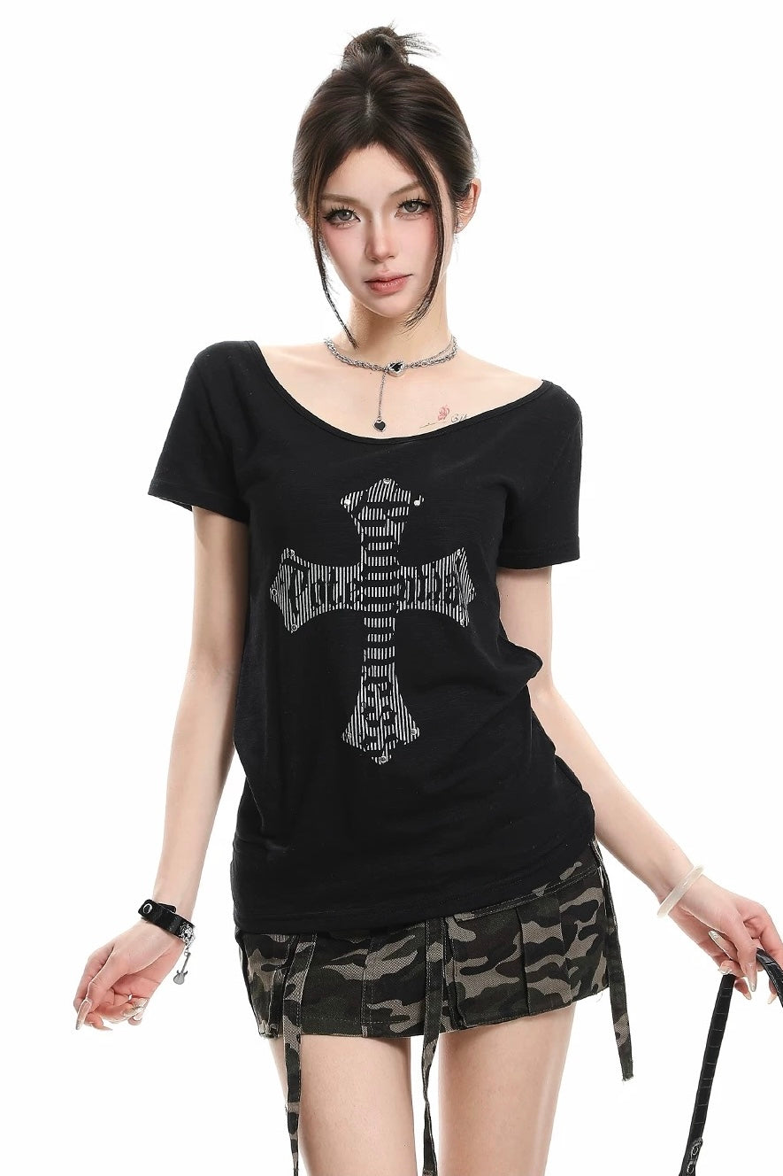 【トップス】クロスロゴTシャツ mry002376