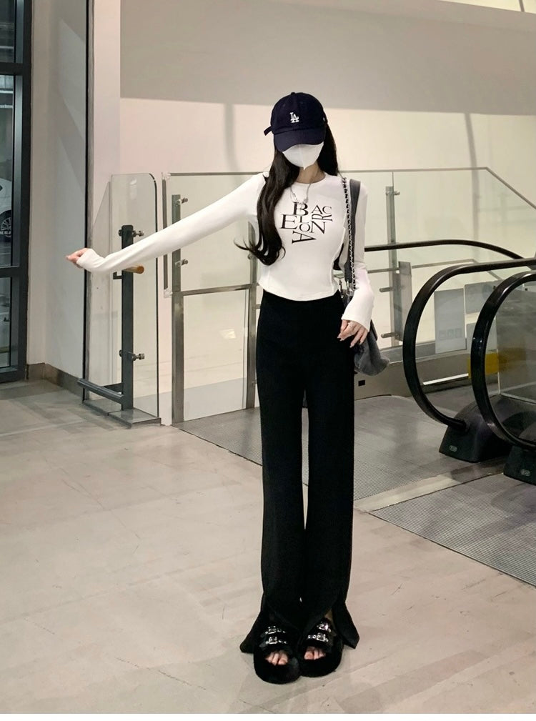 【2color】Barcelona Typo Slim Fit Long Sleeve Tee mry001739