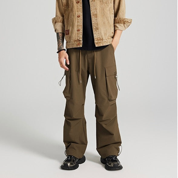 3カラー展開 アメリカン 韓国ストリート 韓国カジュアル ワイド カーゴパンツ mry001223