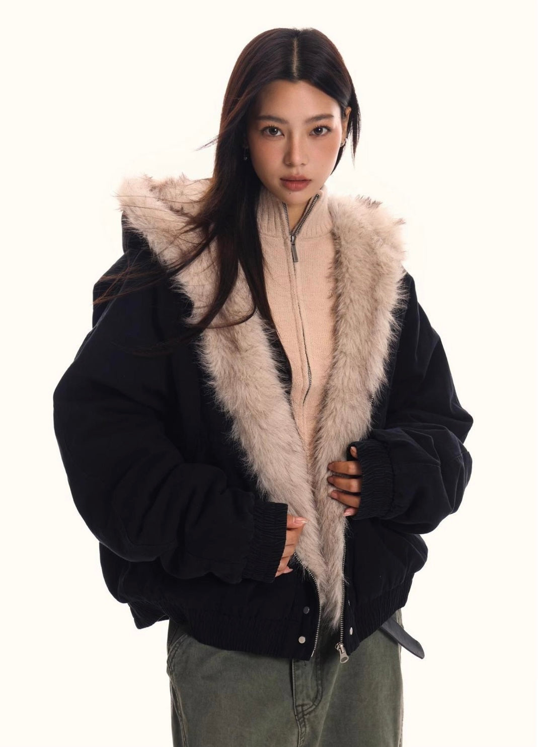 『特別価格/SNS大人気アウター』【2color】 Unisex Edge Line Boa Jacket mry001614