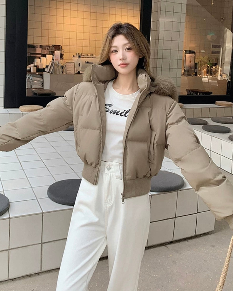 【爆安】Short Puffer Food Fur Jacket mry001966