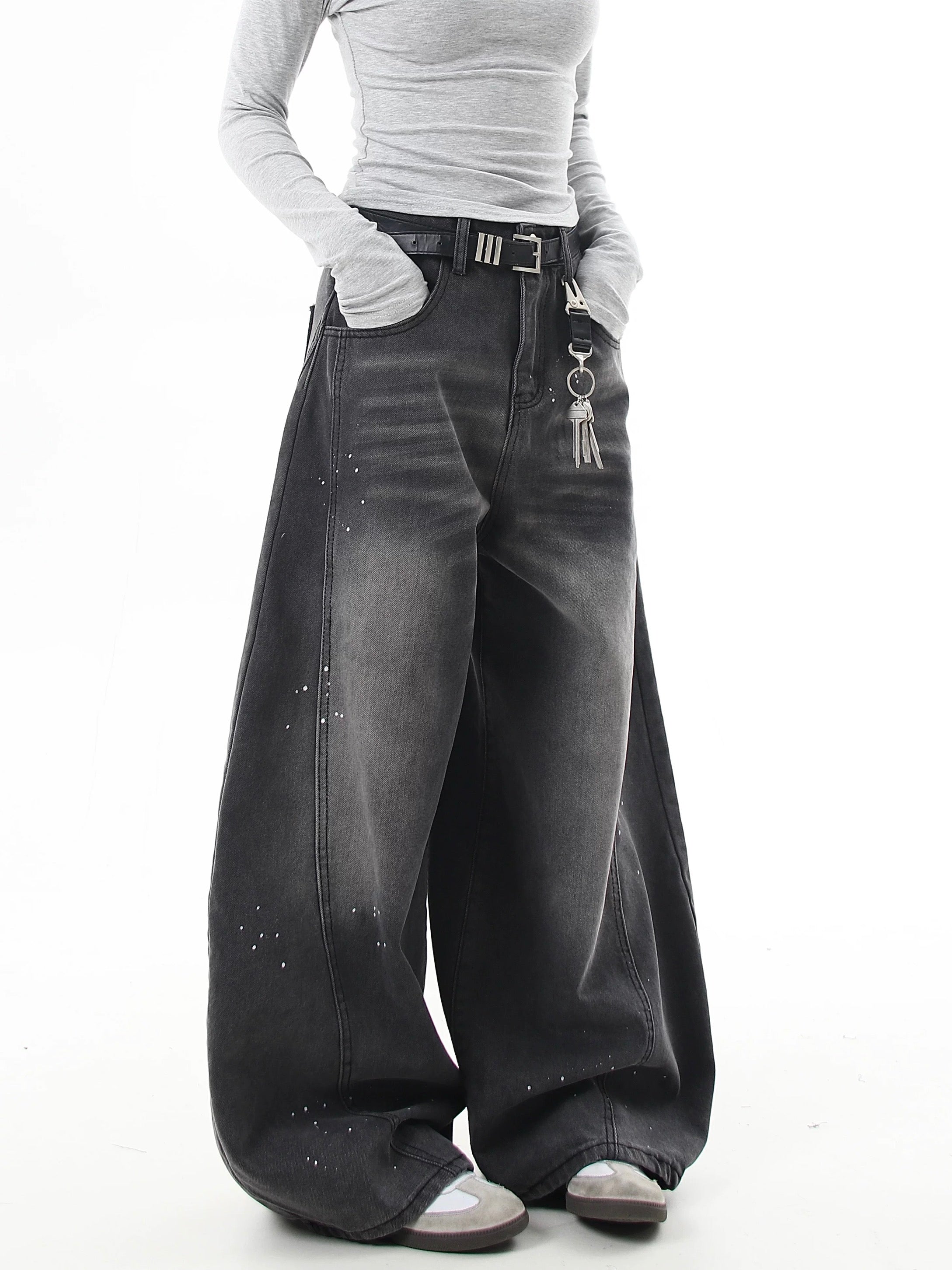 『評価★4.8以上/人気急上昇中💬💥』【COVER:FIT】2color Splatter Wash Balloon Denim Pants mry001753