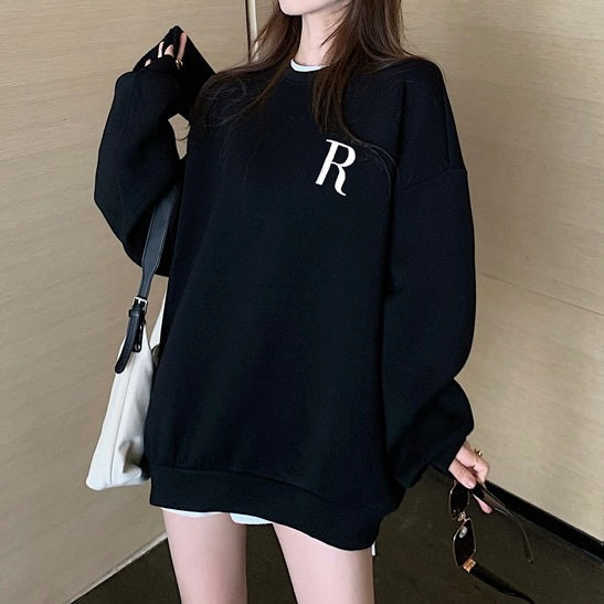 AW ルーズ Rプリント ラウンドネック スウェット mry000038