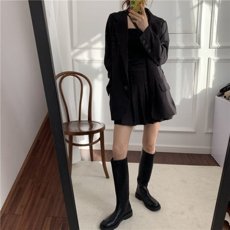 ローヒール ロングブーツ mry000452