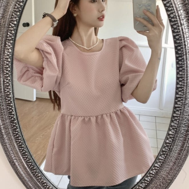 【送料無料】2カラー展開 フレンチ パフスリーブ デザイン トップス フレンチガーリー 韓国ガーリー mry000662