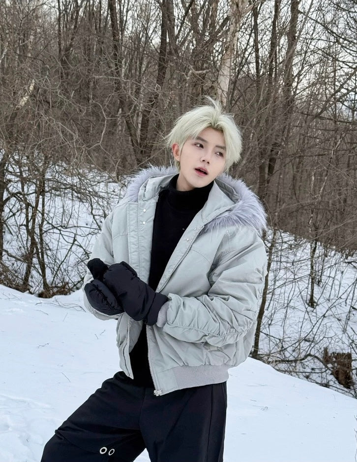 【高品質】Fur Hooded Bomber Jacket mry001984