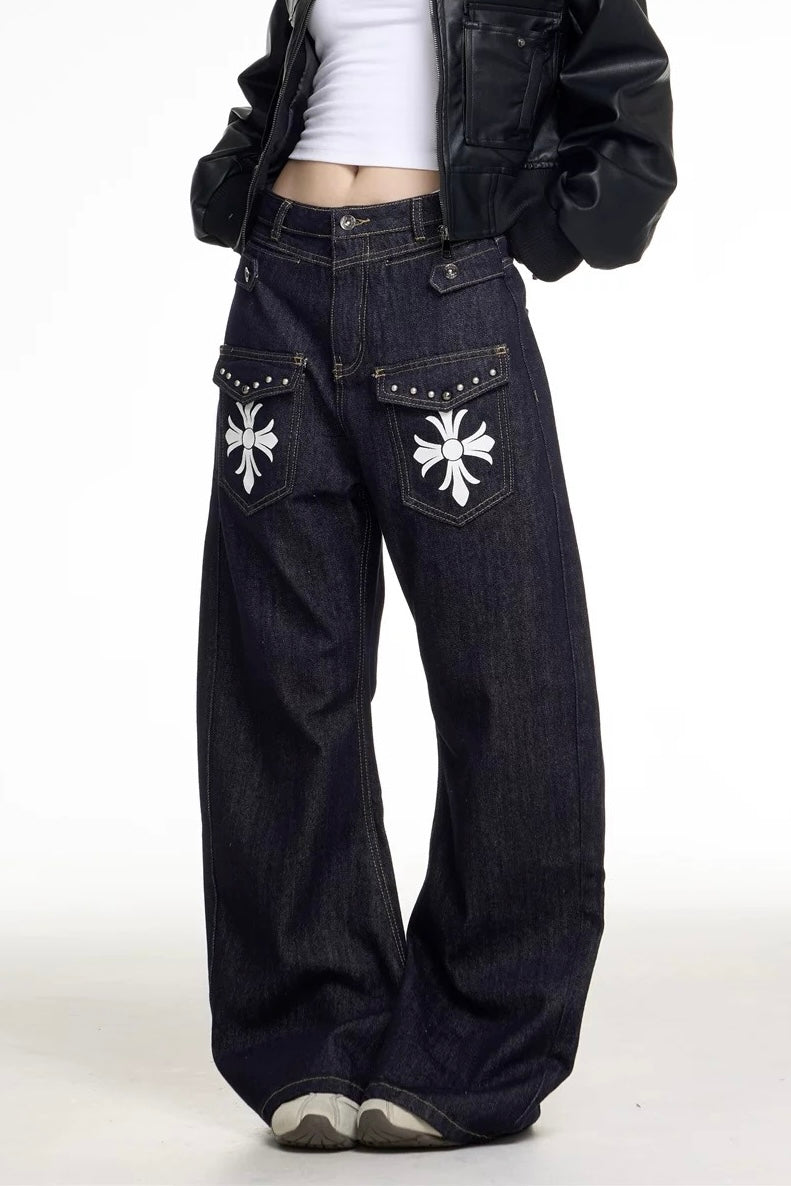 Floral Accent Wide-Leg Denim mry002148