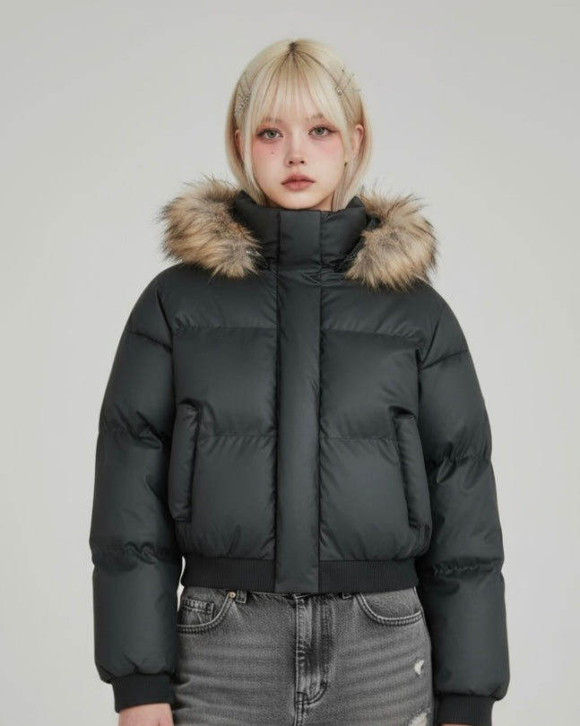 【2color】Faux Fur Hood Puffer Jacket mry001792
