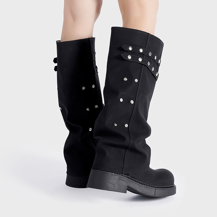 Punk Strap Studded Long Boots mry001975