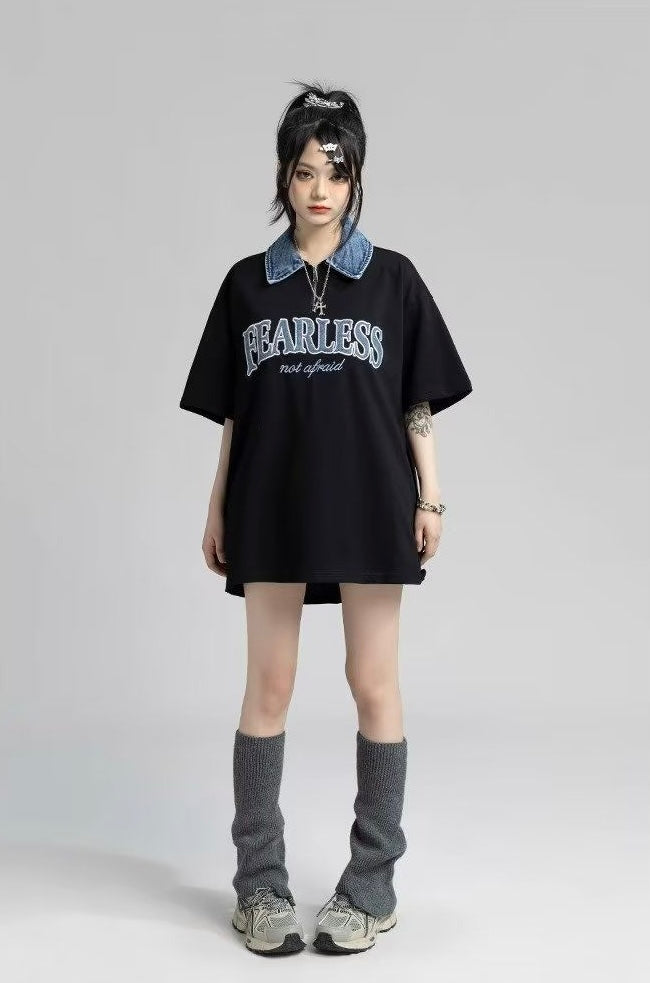 【2color】Denim Accent Oversized T-Shirt mry001704