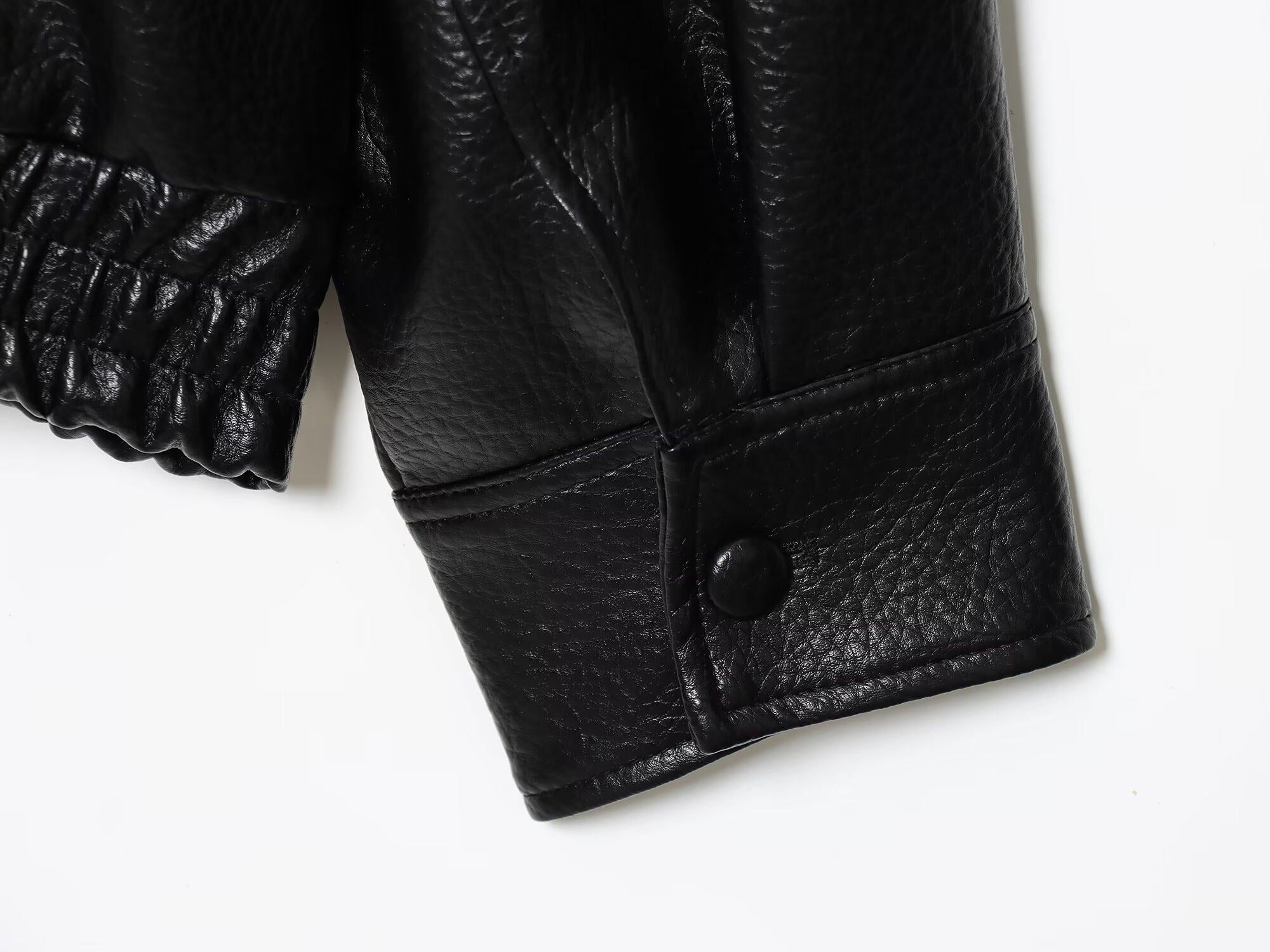 Stand Collar Leather Jacket mry002022