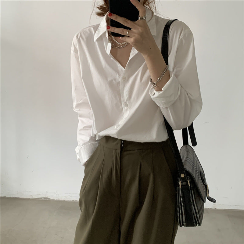 【送料無料】デザインシャツ 2カラー カラーシャツ フレンチ 韓国カジュアル mry000539