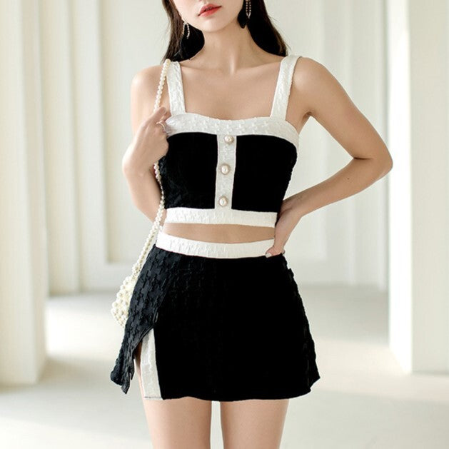 【送料無料】2カラー展開 フレンチ エレガント スリット ビキニ mry000618