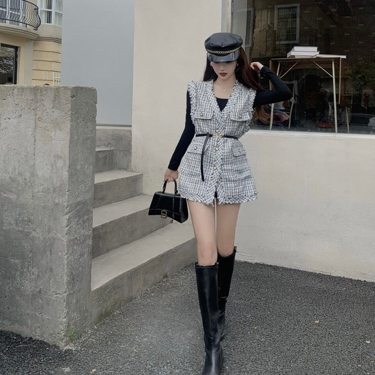 ガーリー ツイード ベスト mry000152