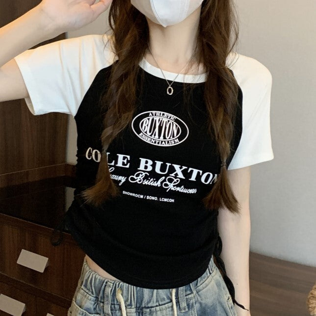 4カラー展開 2023SS アメリカン レトロ ショート デザイン 半袖トップス 韓国ストリート 韓国カジュアル mry000829