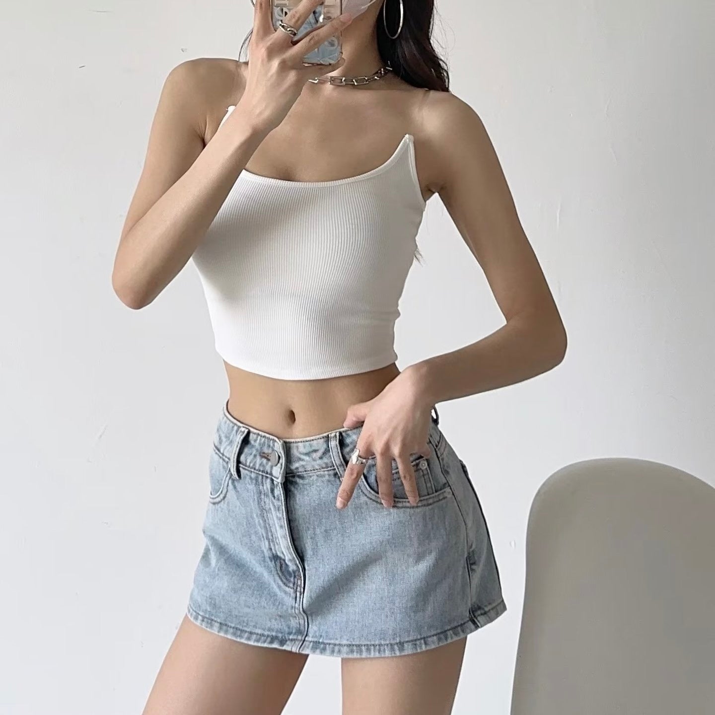 3カラー展開 韓国ストリート 韓国デザイン デニム生地 ミニスカート mry001188