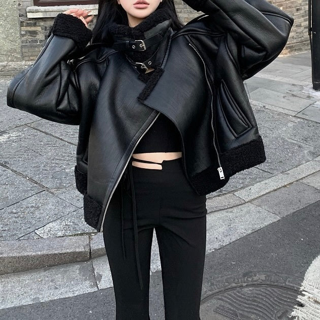 レザー ボア ハイネックジャケット mry000482