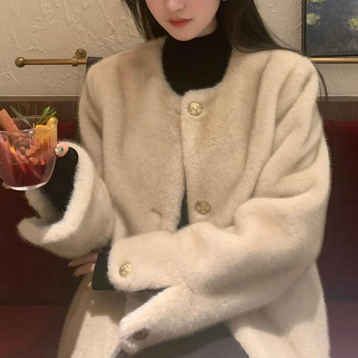 【Plaisir】フェイクファーカーディガン mry001500